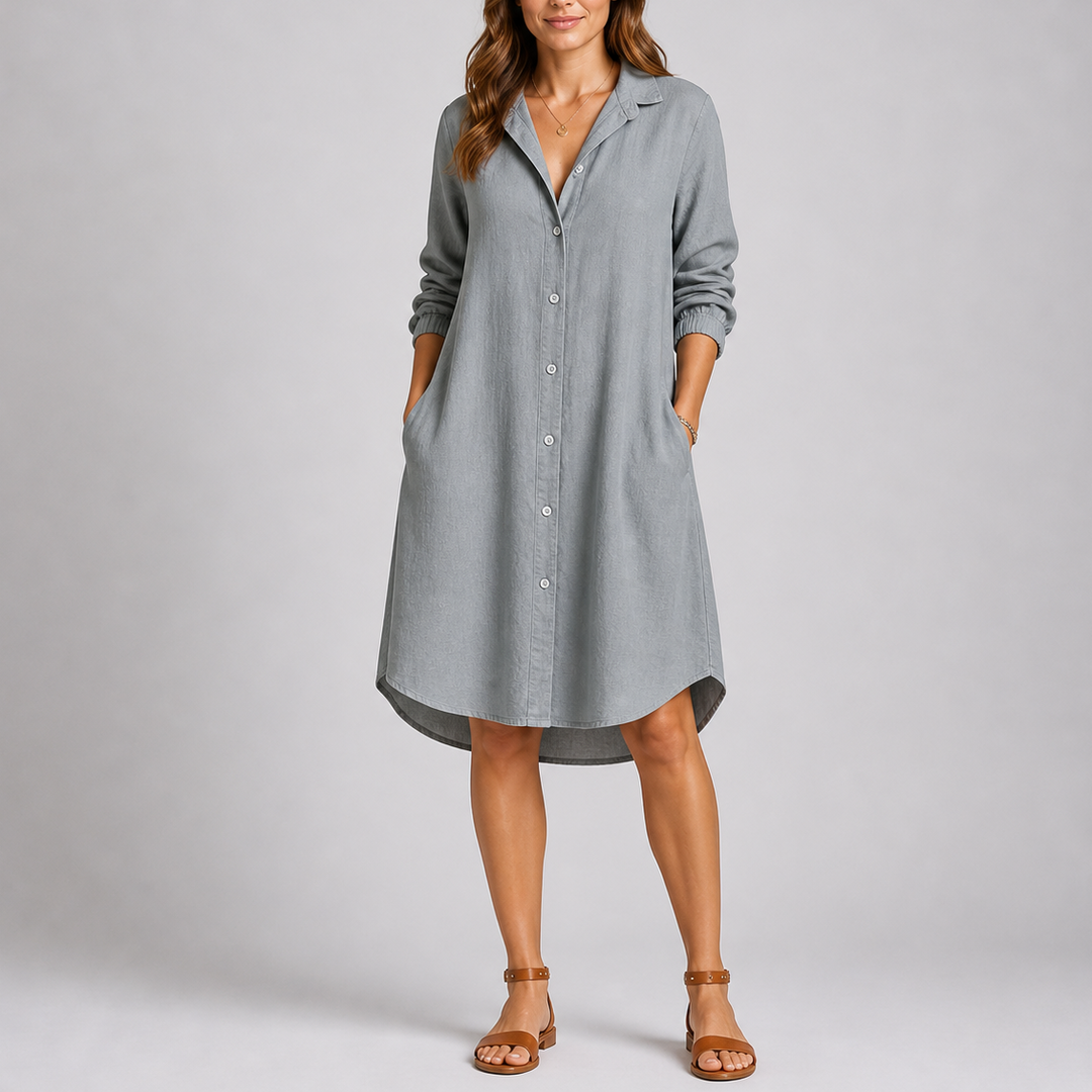 Women’s Relaxed Fit Summer Shirt Dress Button Front Lightweight Style 6