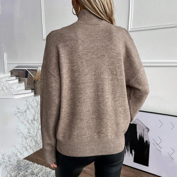 Women’s Ribbed Knit Turtleneck Sweater with Cold-Shoulder Detail 8