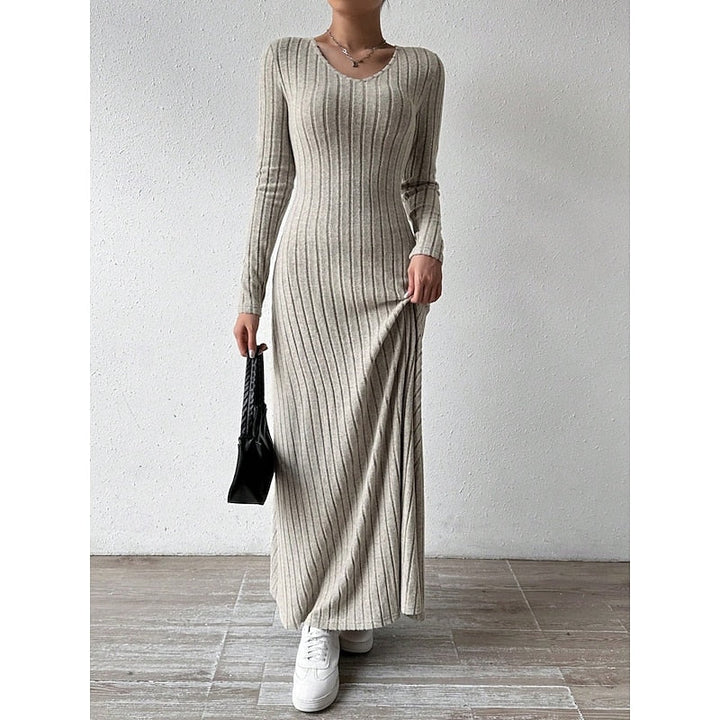 Women’s Ribbed Long-Sleeve Maxi Dress Flattering Silhouette 7