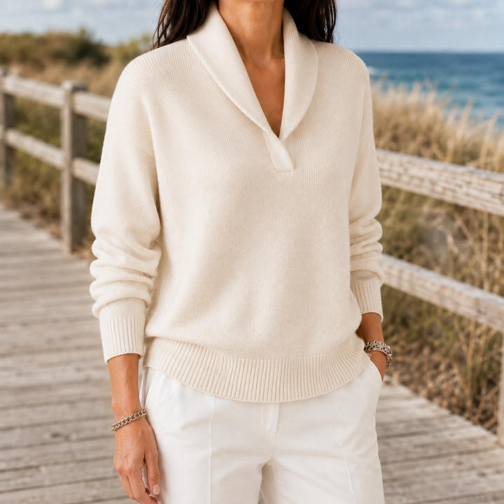 Women’s Shawl Collar Sweater Relaxed Fit Fine Knit 2