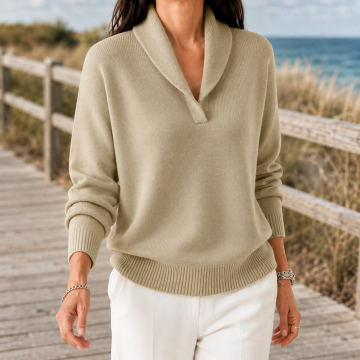 Women’s Shawl Collar Sweater Relaxed Fit Fine Knit 5