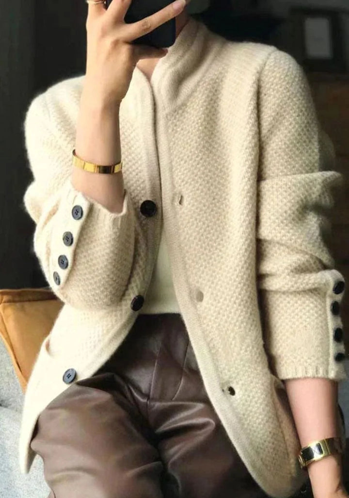 Women’s Slim Fit Stand-Collar Knit Cardigan with Textured Fabric 2