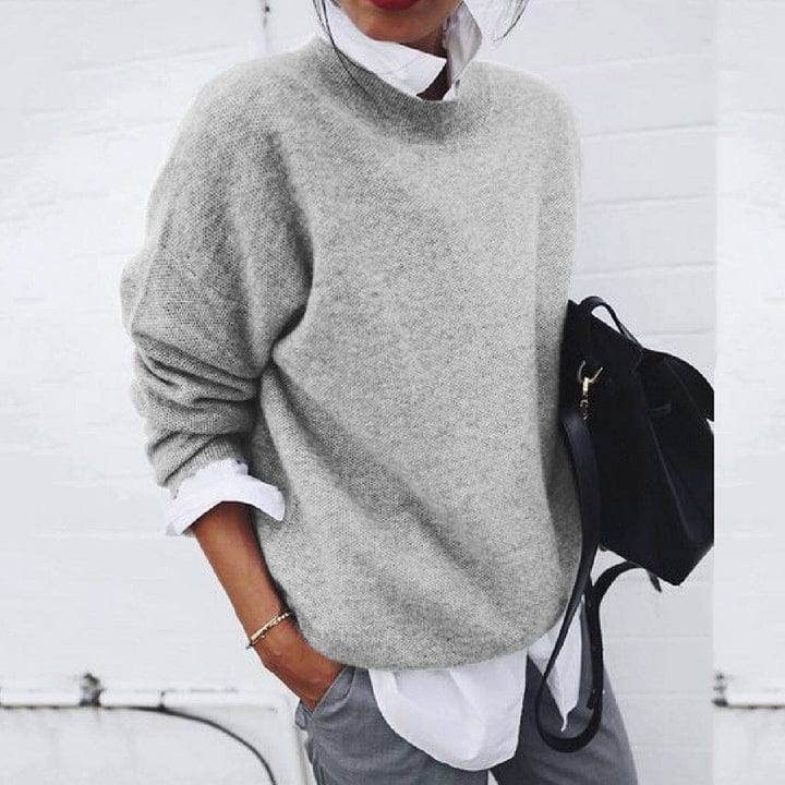 Women’s Soft Round Neck Pullover Sweater Cozy Casual Style 2