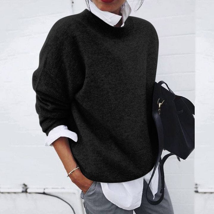 Women’s Soft Round Neck Pullover Sweater Cozy Casual Style 3