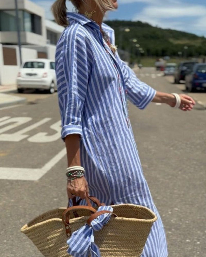 Women’s Striped Shirt Dress Classic Summer Style 2