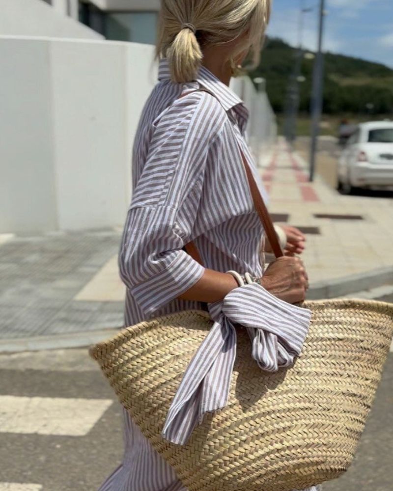 Women’s Striped Shirt Dress Classic Summer Style 4