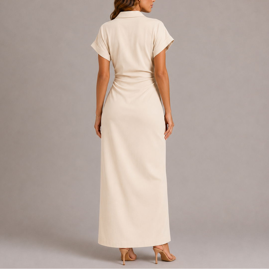 Women’s Tailored Denim Midi Dress with Side Zip Closure 3
