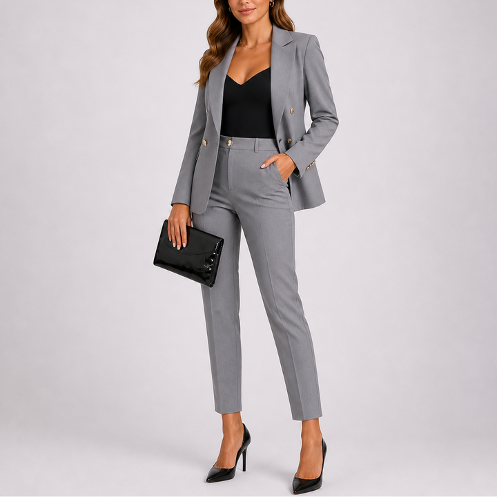 Women’s Tailored Suit Set Blazer and Slim Trousers for Formal Wear 0