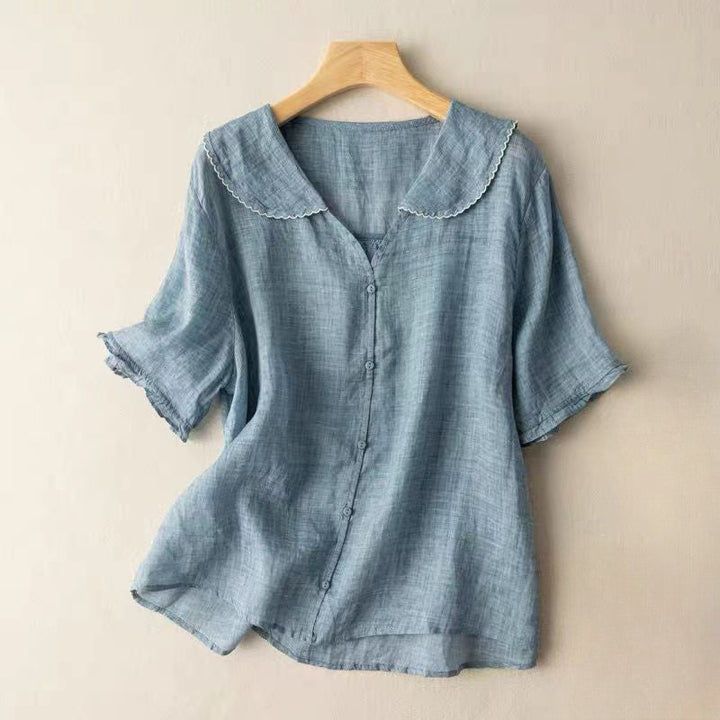 Women’s Textured Blouse Relaxed Fit Scalloped Collar Design 2