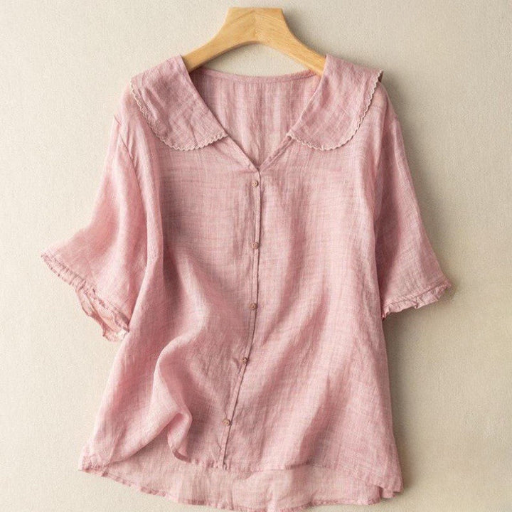 Women’s Textured Blouse Relaxed Fit Scalloped Collar Design 3