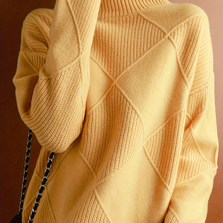 Women’s Textured Turtleneck Sweater Relaxed Fit Warmth 12