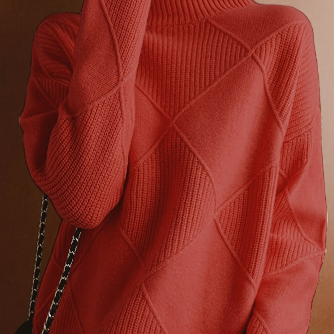 Women’s Textured Turtleneck Sweater Relaxed Fit Warmth 4