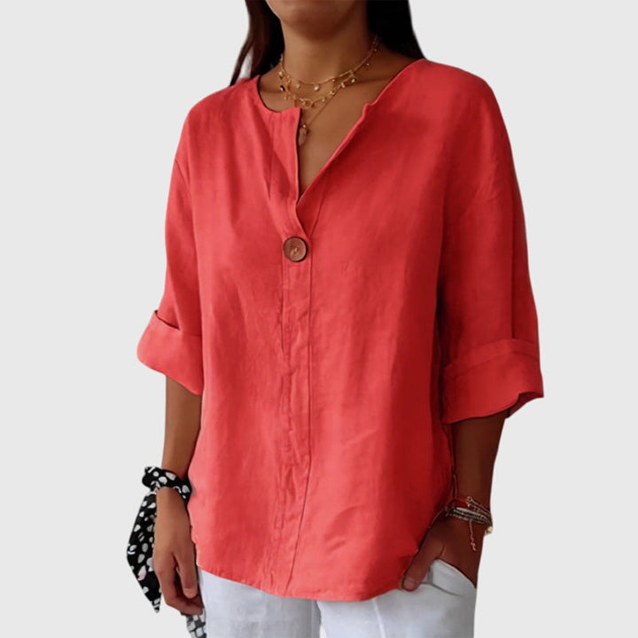 Women’s White Blouse Elegant V-Neck Relaxed Fit 2