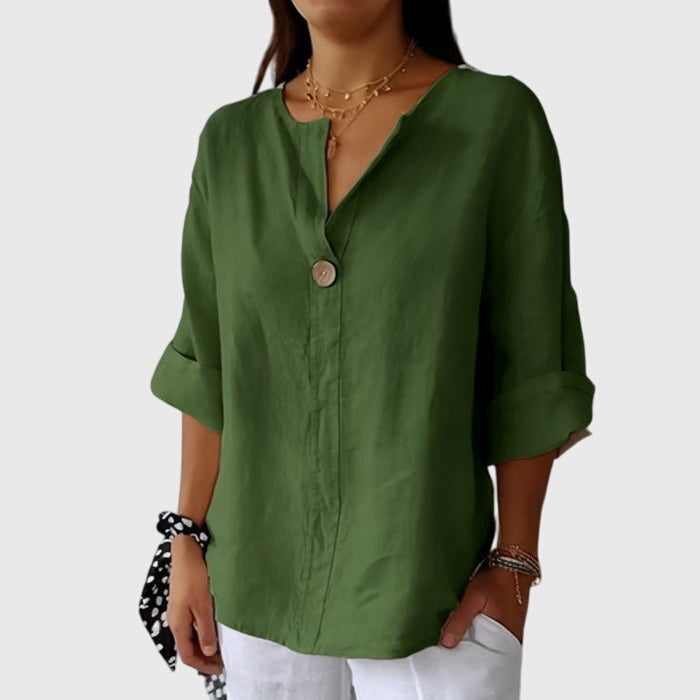 Women’s White Blouse Elegant V-Neck Relaxed Fit 4