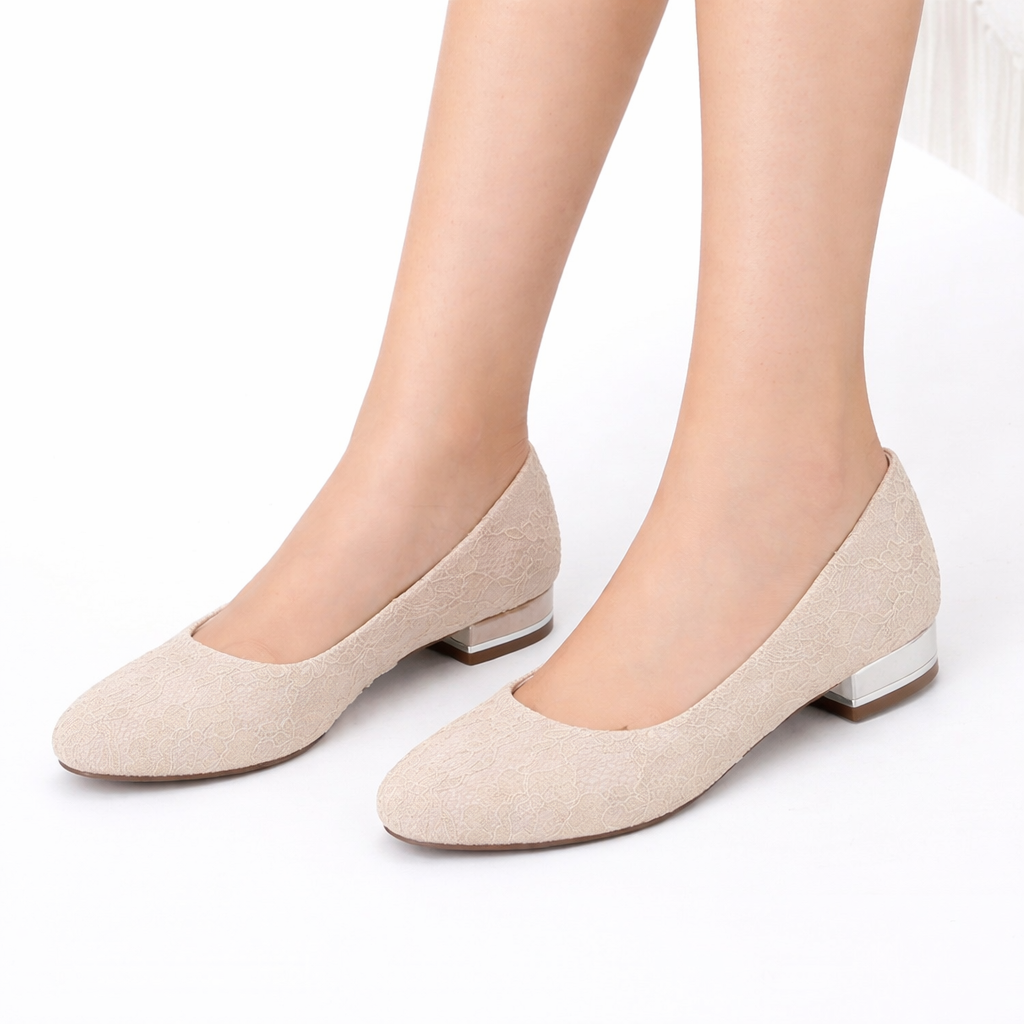 Women’s White Lace Flat Bridal Shoes Elegant Round Toe Design 9