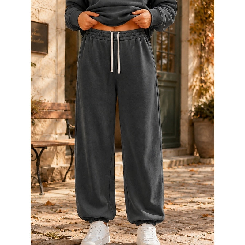 Women’s Wide-Leg Joggers Relaxed Fit with Adjustable Waist and Side Pockets 1
