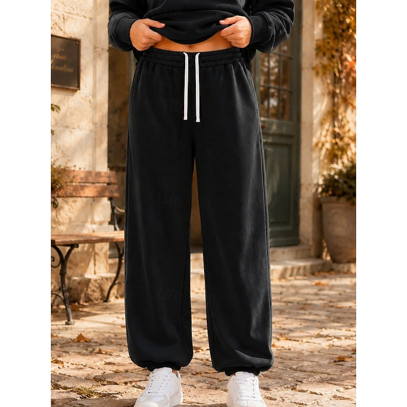 Women’s Wide-Leg Joggers Relaxed Fit with Adjustable Waist and Side Pockets 3