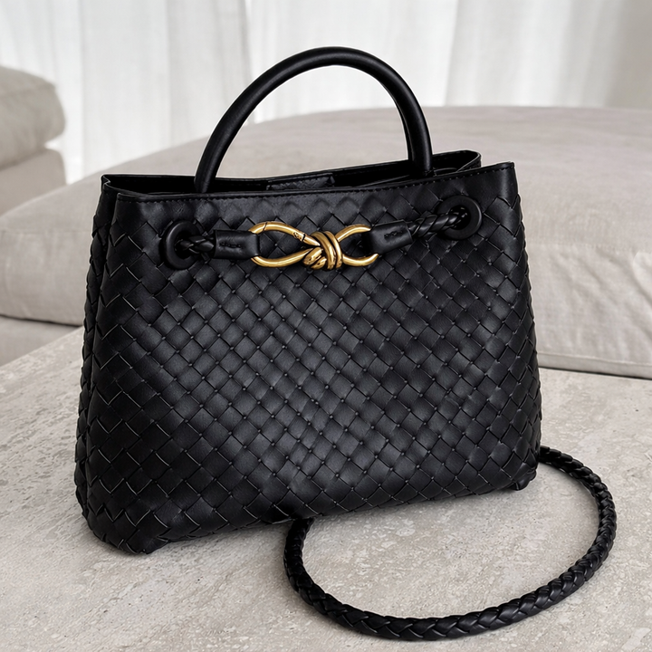 Women’s Woven Tote Bag Soft Vegan Leather Shoulder Design 2