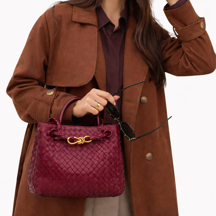 Women’s Woven Tote Bag Soft Vegan Leather Shoulder Design 6