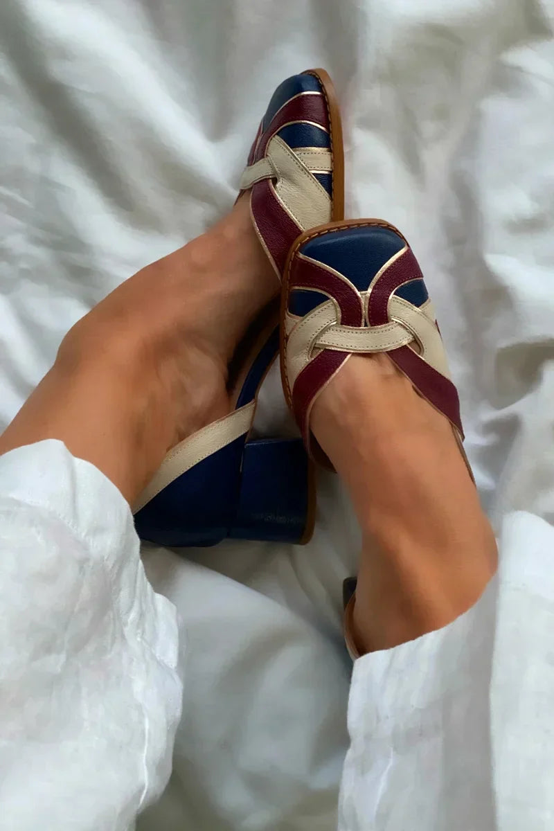 TRI-COLOR SLIP-ON FLATS